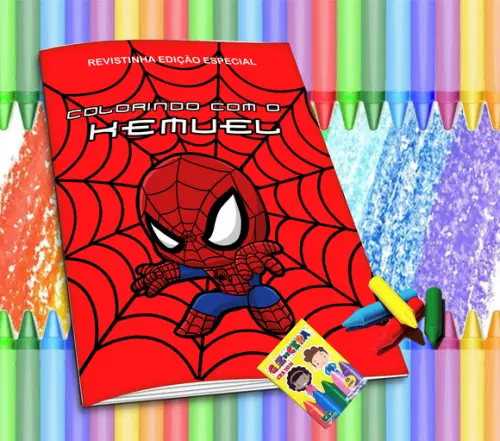 Revistinha para Colorir Personali Homem Aranha + Giz de Cera
