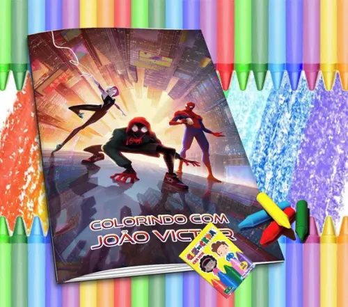 Revistinha para Colorir Personali Homem Aranha + Giz de Cera