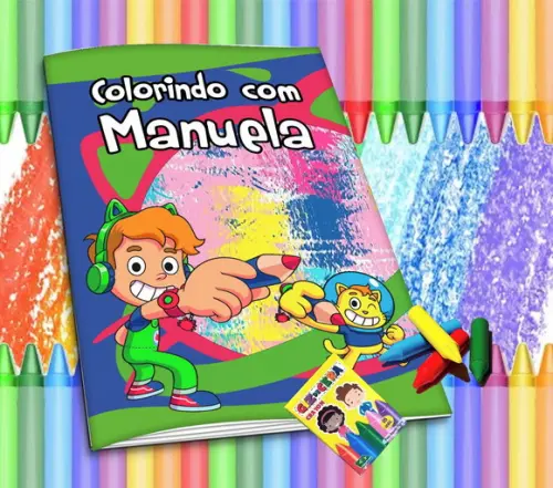 Revistinha p/ Colorir Personaliz Gato Galático + Giz de Cera
