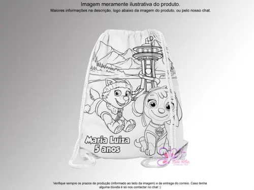 Mochilinha Personalizada Patrulha Canina para Colorir