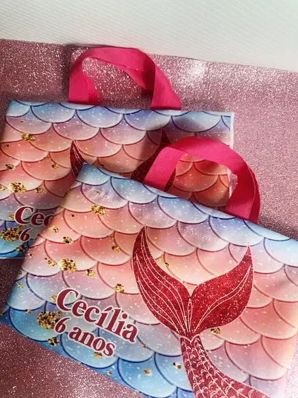 Sacolinhas Ecobag Personalizadas 28x19cm Sereia