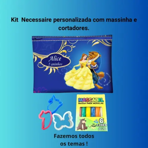 Kit Nécessaire Perso. a Bela e a Fera c/ Massinha e Cortador