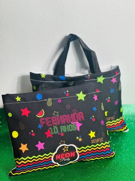 Sacolinhas Ecobag Personalizadas 28x19cm Neon