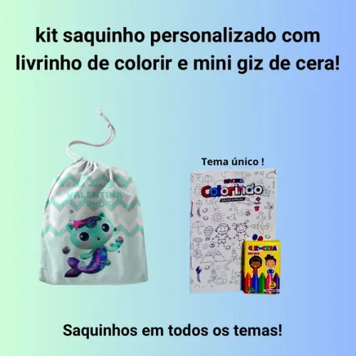 Kit Saq. Personalizado a Casa Mágica + Livrinho p/ Colorir