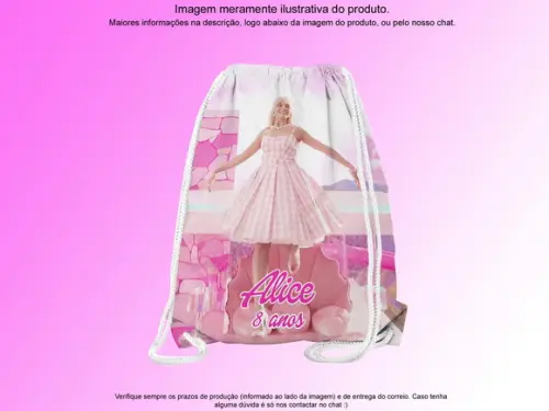 Mochilinha Personalizada 19x28cm Barbie