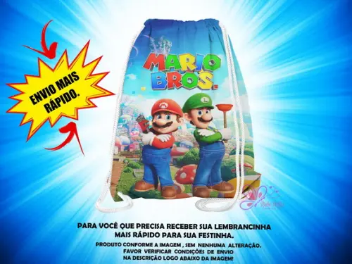 Mochilinha 19x28cm Mario Bros ( Envio + Rápido )