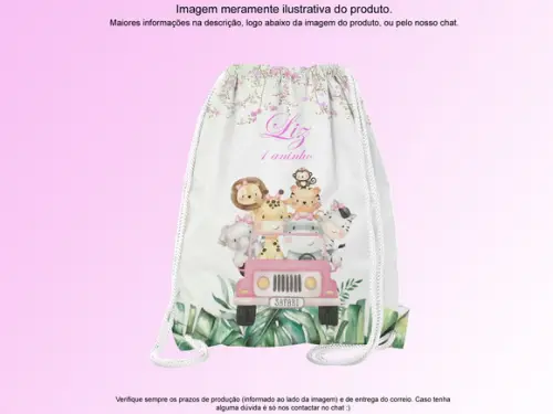 Mochilinha Personalizada 19x28cm Safari
