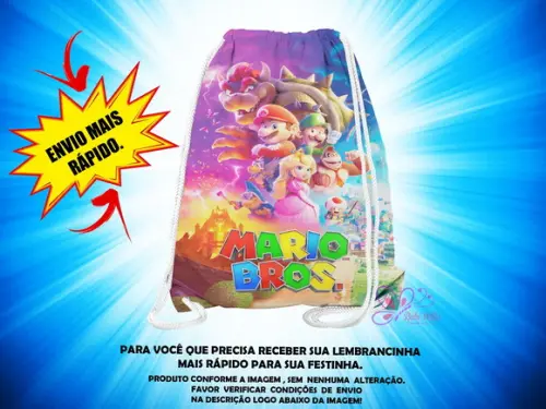 Mochilinha 19x28cm Mario Bros ( Envio + Rápido )