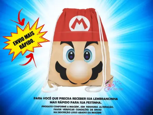 Mochilinha 19x28cm Mario Bros ( Envio + Rápido )