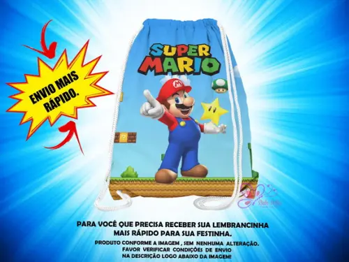 Mochilinha 19x28cm Mario Bros ( Envio + Rápido )