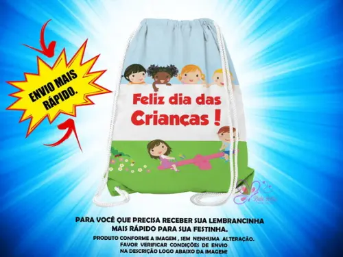 Mochilinha Saco 19x28cm Dia das Crianças ( Envio + Rápido )