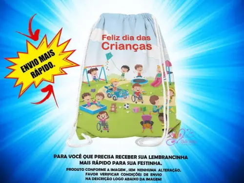 Mochilinha Saco 19x28cm Dia das Crianças ( Envio + Rápido )