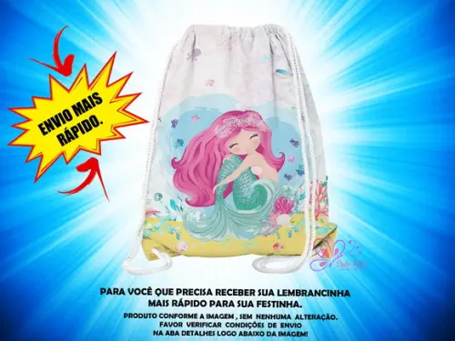 Mochilinha 19x28cm a Pequena Sereia ( Envio + Rápido )
