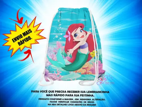 Mochilinha 19x28cm a Pequena Sereia ( Envio + Rápido )