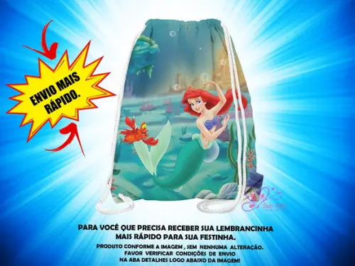 Mochilinha 19x28cm a Pequena Sereia ( Envio + Rápido )