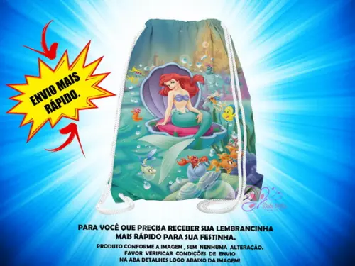Mochilinha 19x28cm a Pequena Sereia ( Envio + Rápido )