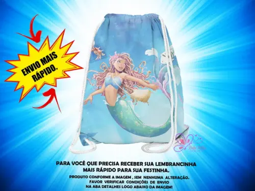 Mochilinha 19x28cm a Pequena Sereia ( Envio + Rápido )