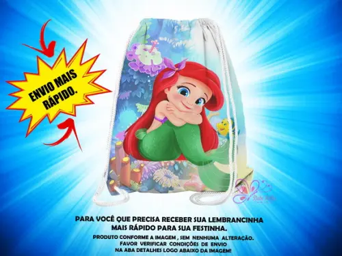 Mochilinha 19x28cm a Pequena Sereia ( Envio + Rápido )