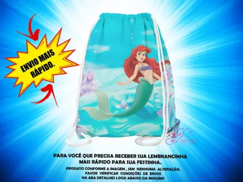 Mochilinha 19x28cm a Pequena Sereia ( Envio + Rápido )