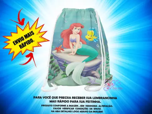 Mochilinha 19x28cm a Pequena Sereia ( Envio + Rápido )