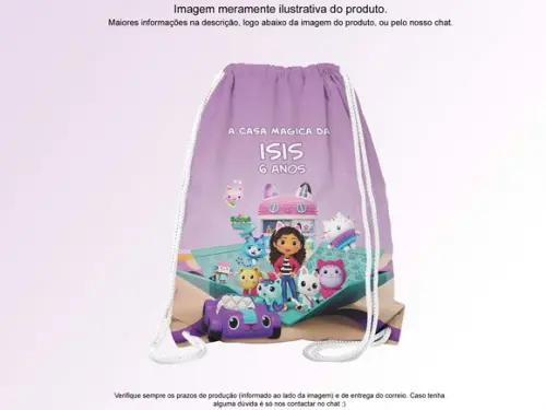 Mochilinha Personalizada 19x28cm a Casa Mágica da Gabby