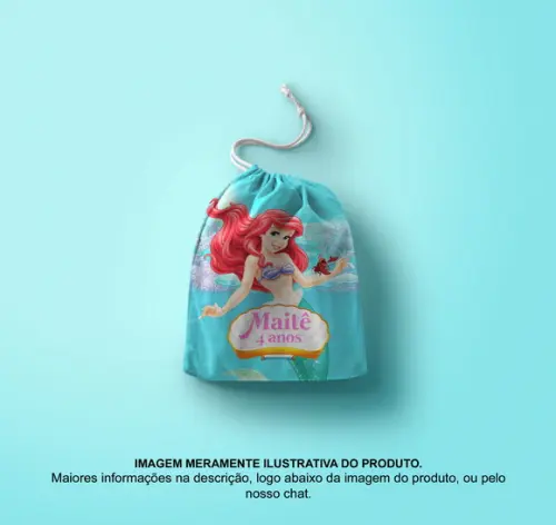 Saquinho Surpresa Personalizado 15x20cm a Pequena Sereia