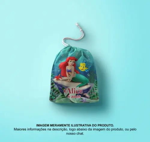 Saquinho Surpresa Personalizado 15x20cm a Pequena Sereia