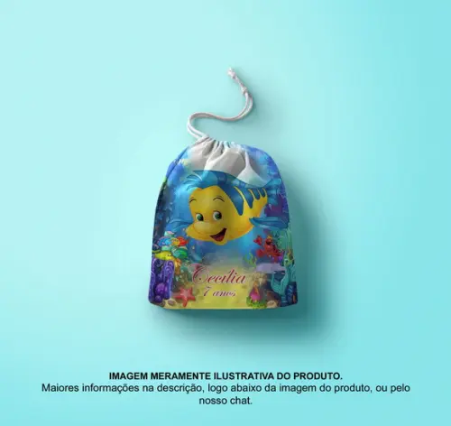 Saquinho Surpresa Personalizado 15x20cm a Pequena Sereia