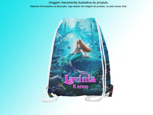 Mochilinha Personalizada 19x28cm a Pequena Sereia