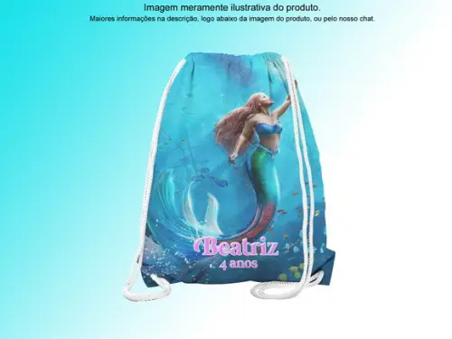 Mochilinha Personalizada 19x28cm a Pequena Sereia