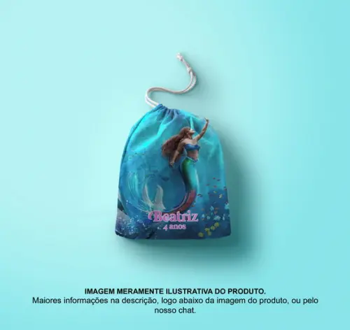 Saquinho Surpresa Personalizado 15x20cm a Pequena Sereia