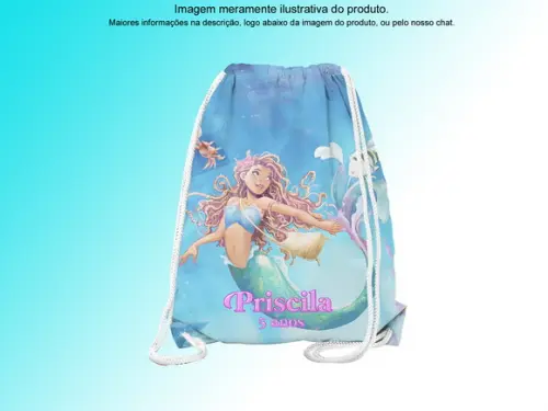 Mochilinha Personalizada 19x28cm a Pequena Sereia