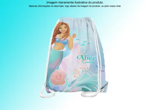 Mochilinha Personalizada 19x28cm a Pequena Sereia