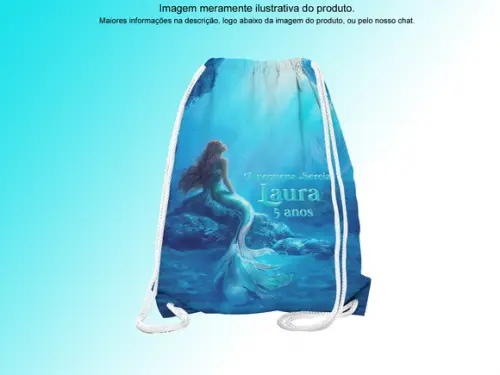 Mochilinha Personalizada 19x28cm a Pequena Sereia