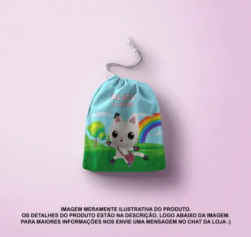 Saquinho Surpr. Personalizado 15x20cm a Casa Mágica da Gabby