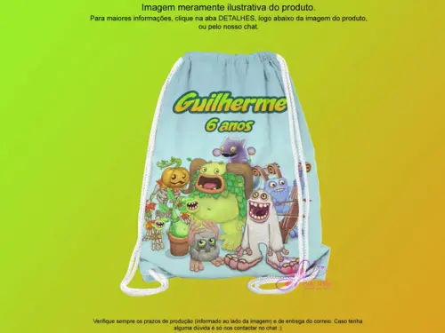 Mochilinha Personalizada 19x28cm My Singing Monsters