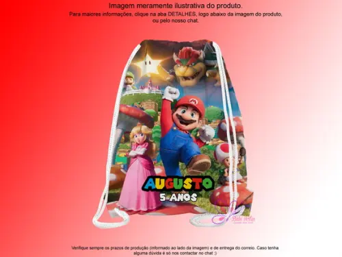 Mochilinha Personalizada 19x28cm Mario Bros