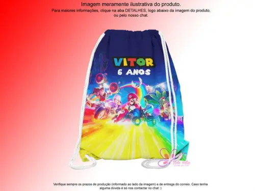 Mochilinha Personalizada 19x28cm Mario Bros