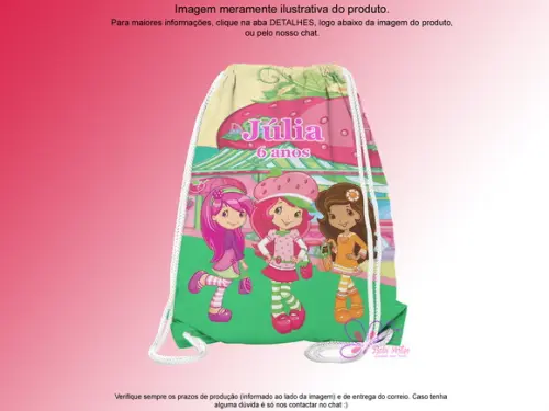 Mochilinha Personalizada 19x28cm Moranguinho