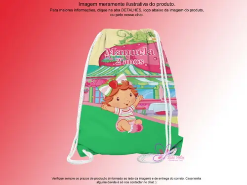 Mochilinha Personalizada 19x28cm Moranguinho