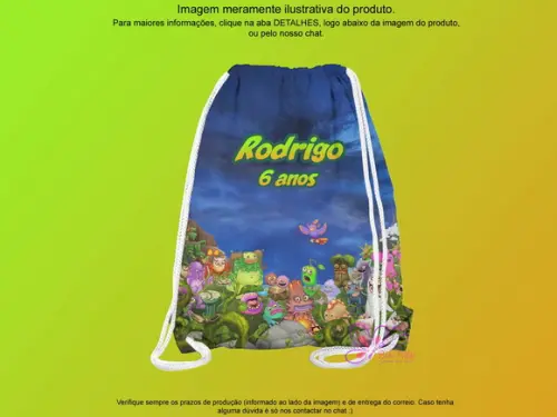Mochilinha Personalizada 19x28cm My Singing Monsters