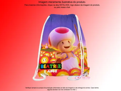 Mochilinha Personalizada 19x28cm Mario Bros