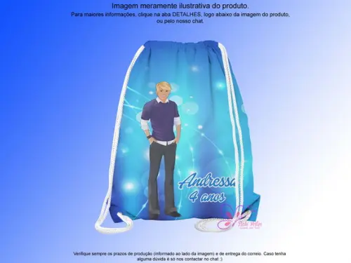 Mochilinha Personalizada 19x28cm Ken