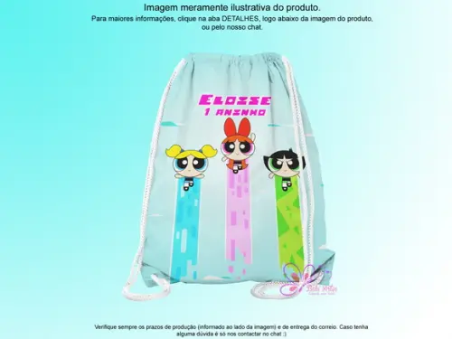 Mochilinha Personalizada 19x28cm Meninas Super Poderosas