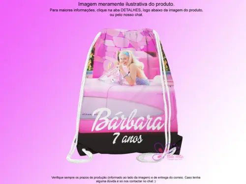 Mochilinha Personalizada 19x28cm Barbie