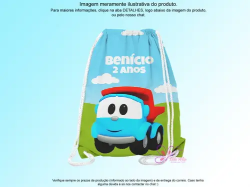 Mochilinha Personalizada 19x28cm Léo Caminhão