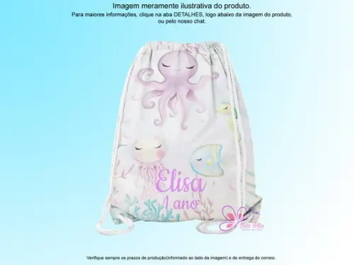 Mochilinha Personalizada 19x28cm Fundo do Mar