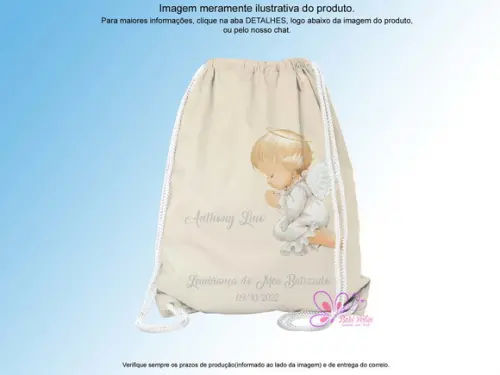 Mochilinha Personalizada 19x28cm Anjinho