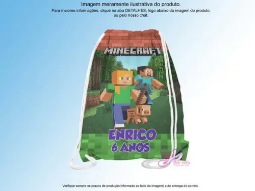 Mochilinha Personalizada 19x28cm Minecraft