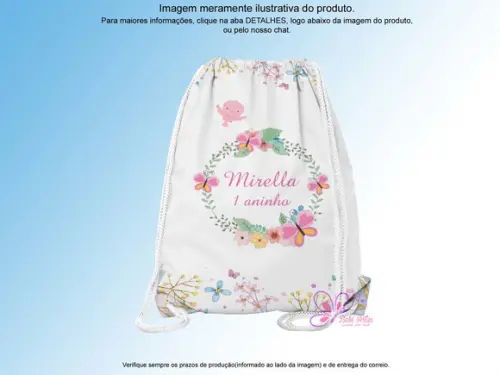Mochilinha Personalizada 19x28cm Jardim Encantado